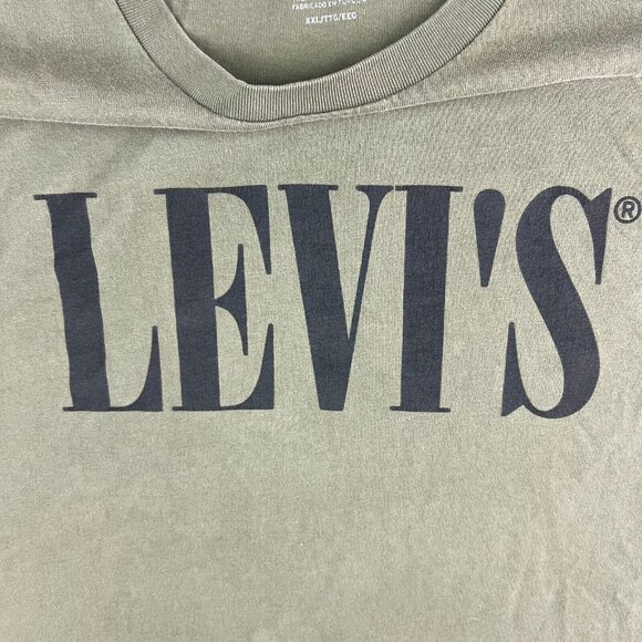 Levi's Serif Logo Relaxed Graphic Tee Mens Size XXL Olive Green - Picture 6 of 8